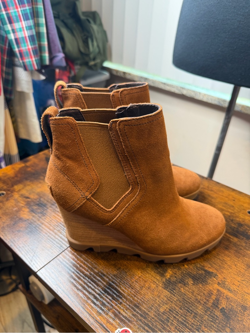 Sorel Women's Joan Uptown Chelsea boots velvet tan waterproof leather SZ 7.5